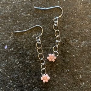 Beaded handmade dangle flower earrings